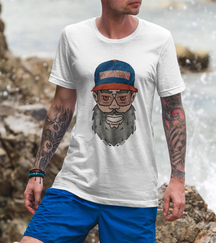 Nickanator New York Knicks Beard Hat Face T-Shirt
