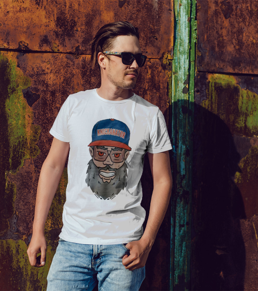 Nickanator New York Knicks Beard Hat Face T-Shirt