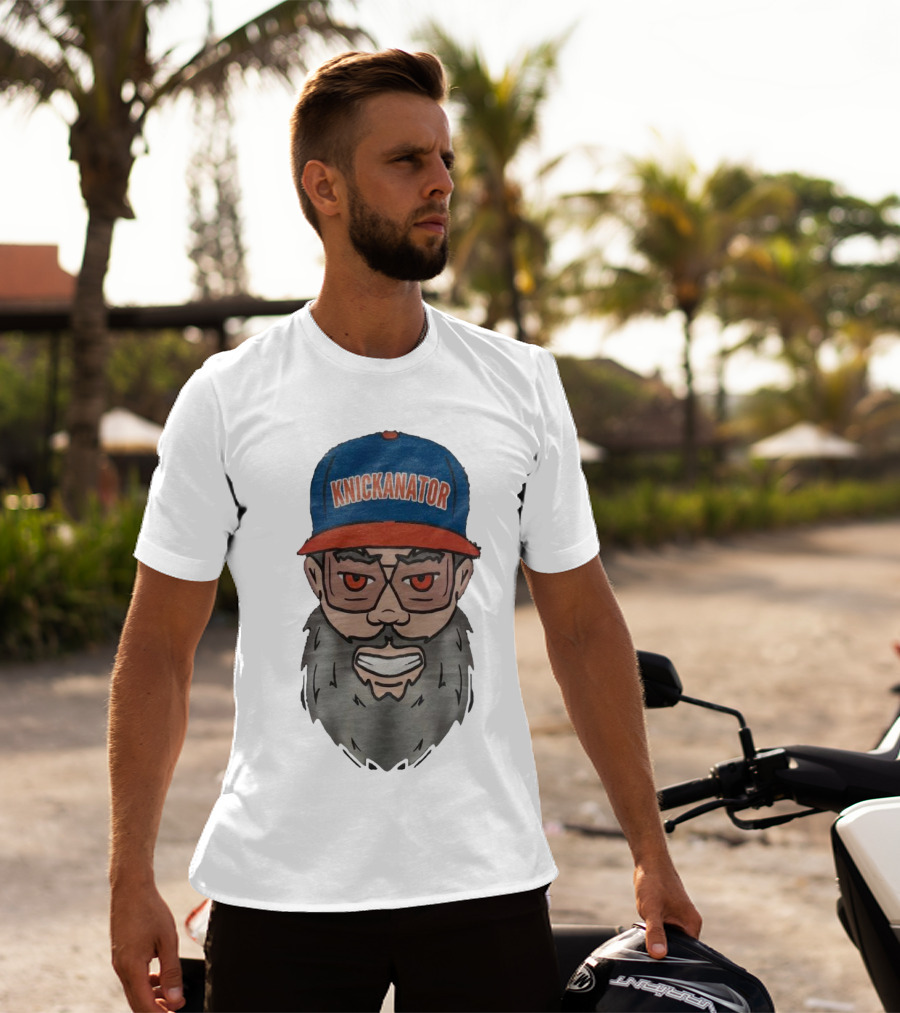 Nickanator New York Knicks Beard Hat Face T-Shirt