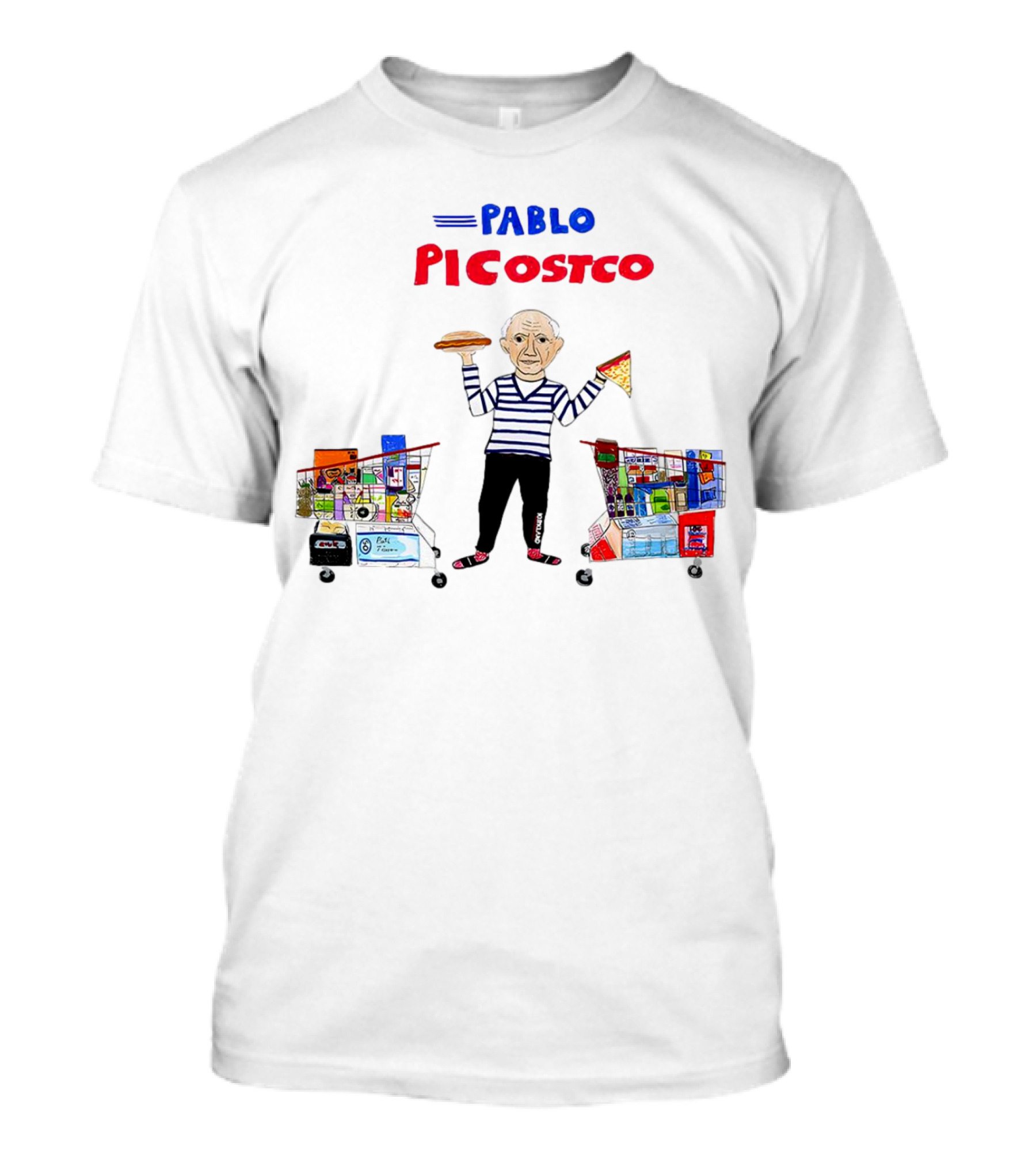 Pablo Picostco Costco Shopping Cart Foodчитывается образ человека с пиццей и бургером T-Shirt