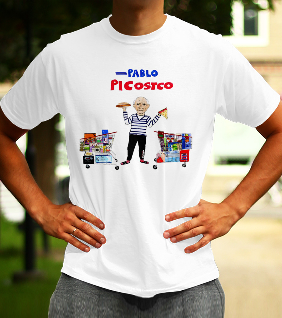 Pablo Picostco Costco Shopping Cart Foodчитывается образ человека с пиццей и бургером T-Shirt