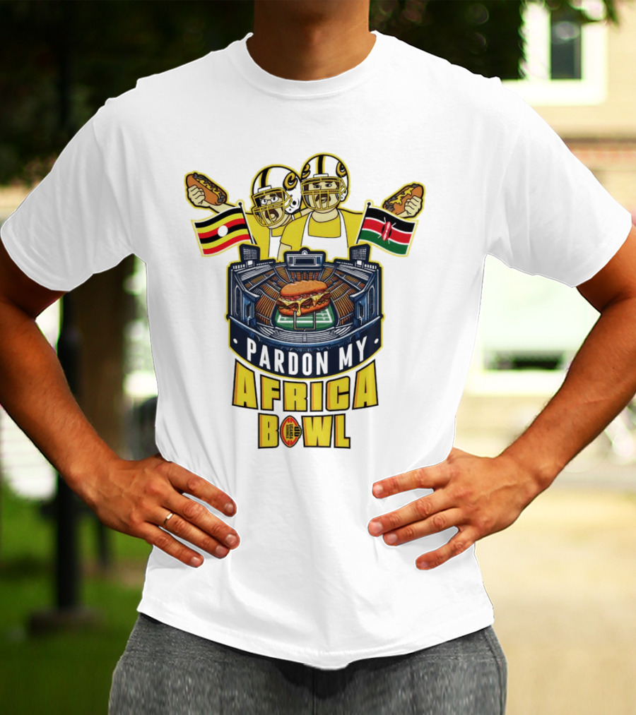 Pardon My Africa Bowl Football Players Burger Stadium Flags T-Shirt