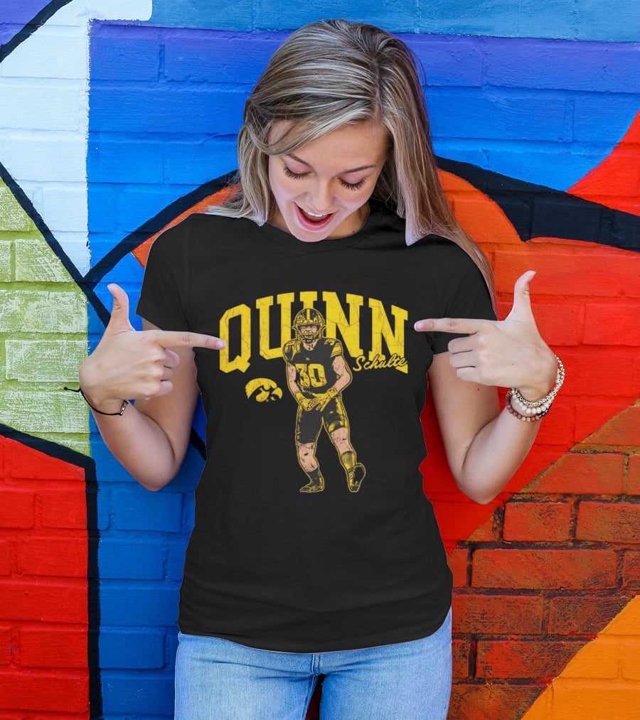 Quinn Schulte Iowa Hawkeyes Football Number 10 Cartoon T-Shirt