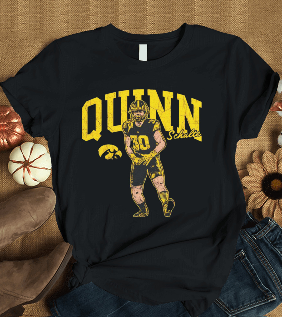 Quinn Schulte Iowa Hawkeyes Football Number 10 Cartoon T-Shirt