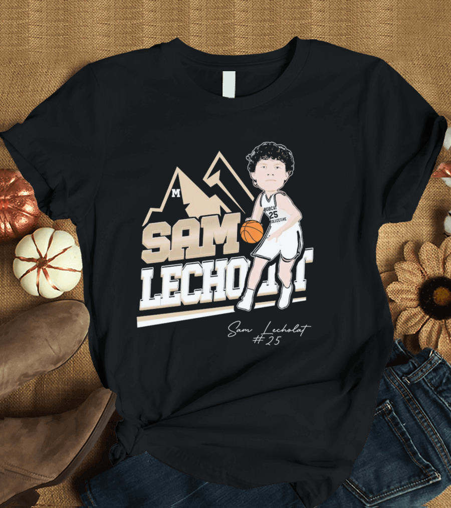 Sam Lecholat Montana State Bobcats Collective #25 Signature Basketball Player M T-Shirt
