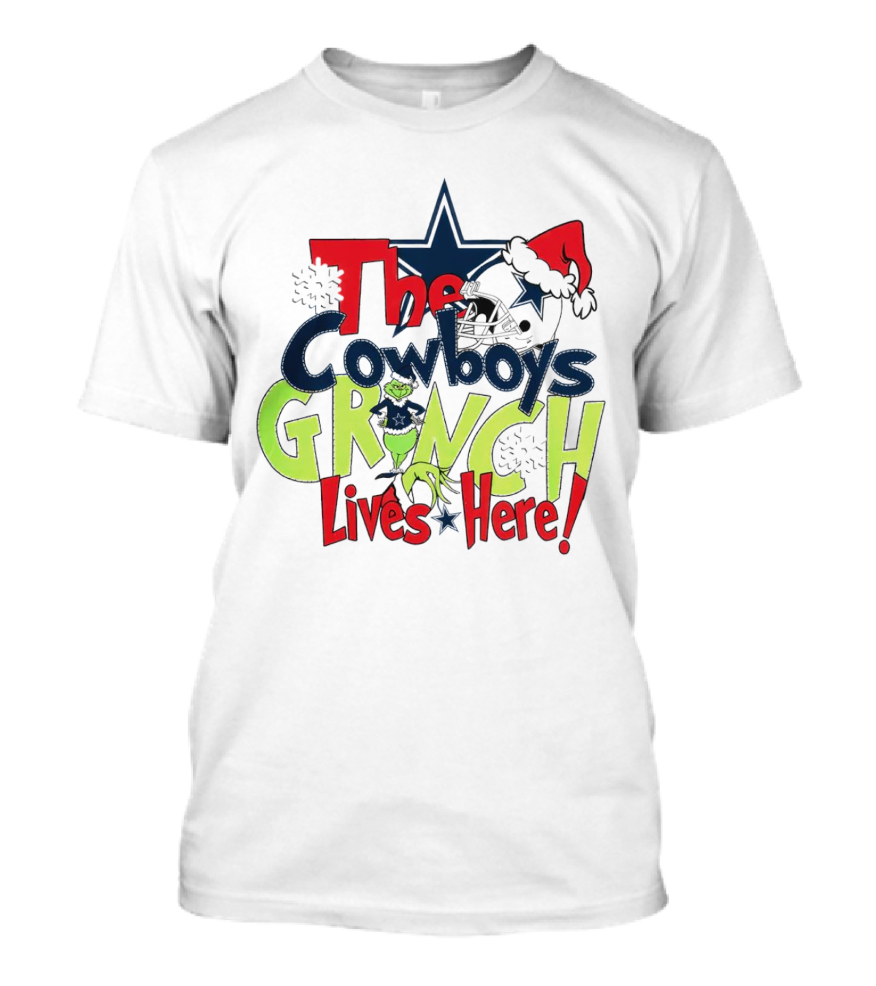 The Dallas Cowboys Grinch Lives Here Christmas T-Shirt