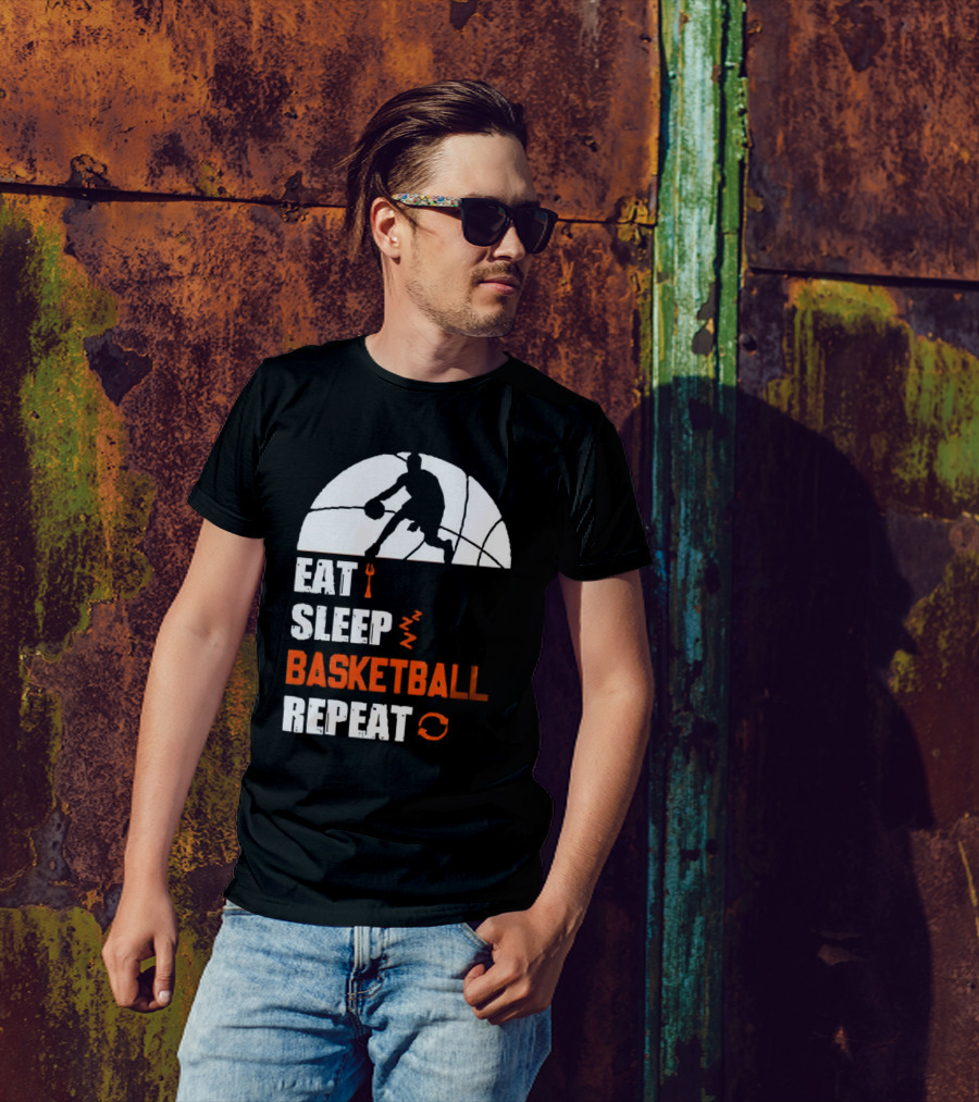 Eat Sleep Basketball Repeat Player Silhouette Ball T-Shirt