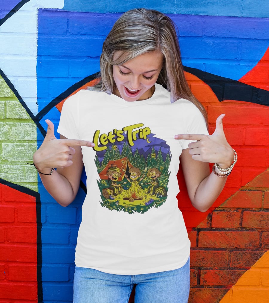 Let's Trip Around Campfire Cartoon Adventure T-Shirt