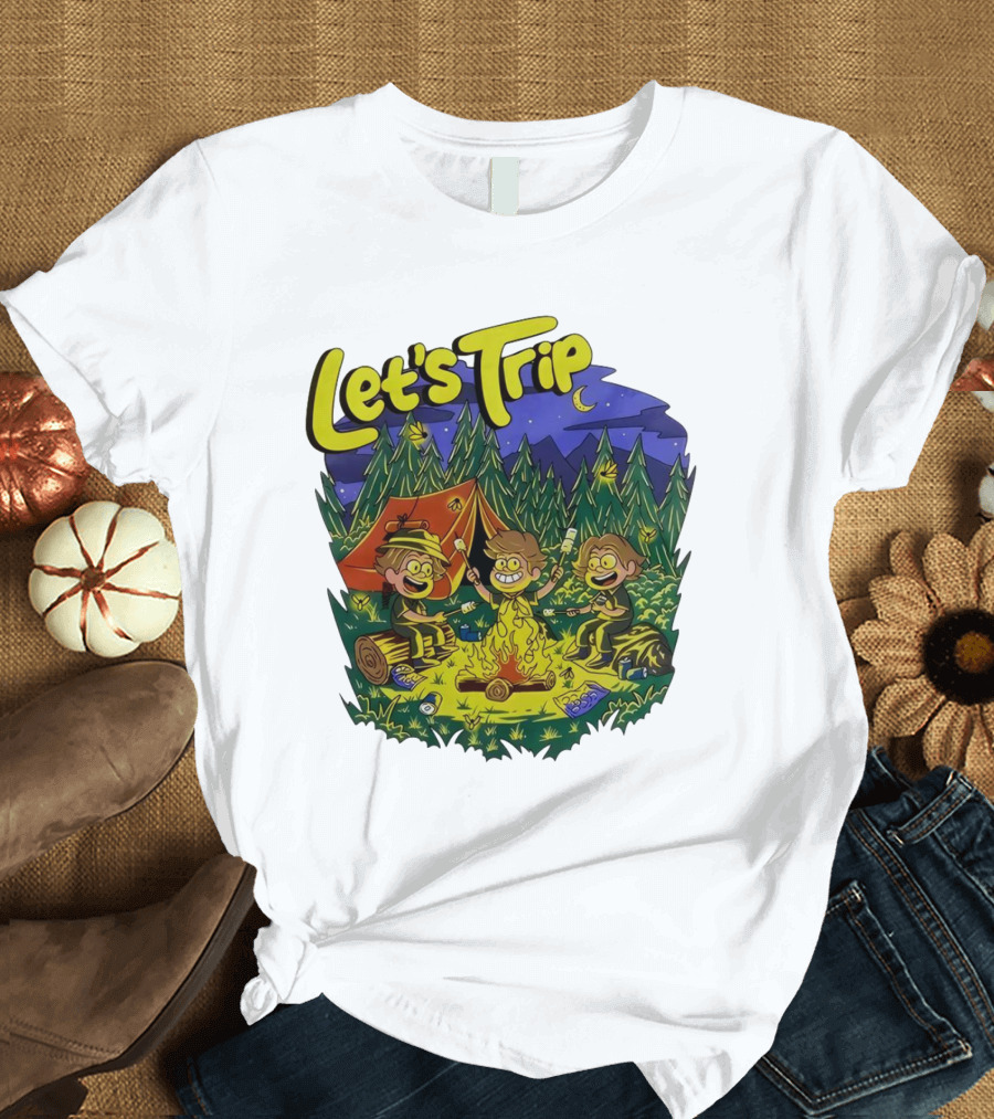 Let's Trip Around Campfire Cartoon Adventure T-Shirt