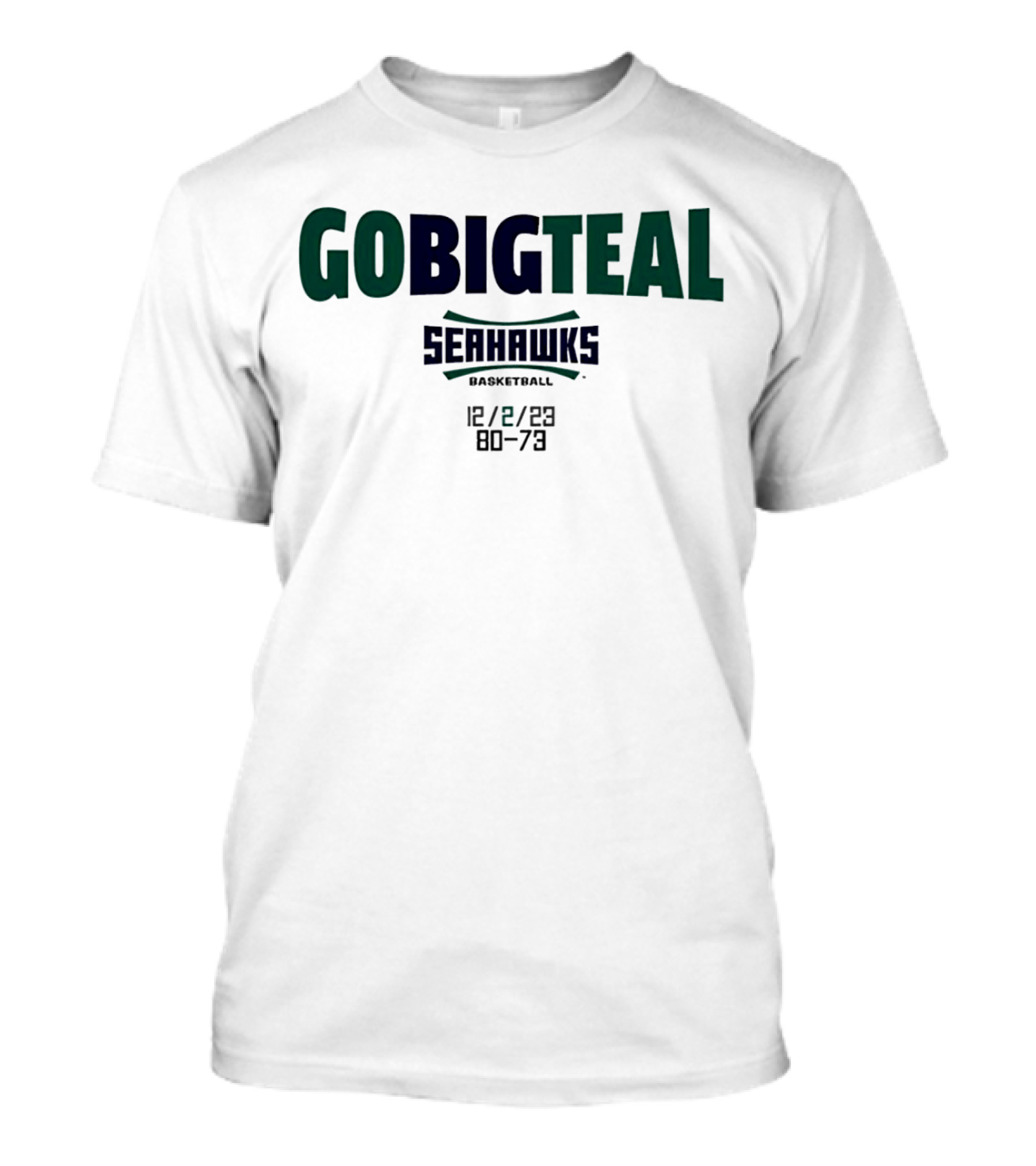 GOBIGTEAL Seattle Seahawks Basketball 12/8/23 Score 80-73 T-Shirt