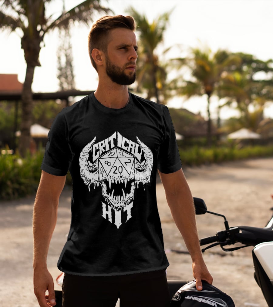 Critical Hit Dice Skull D20 Gaming T-Shirt