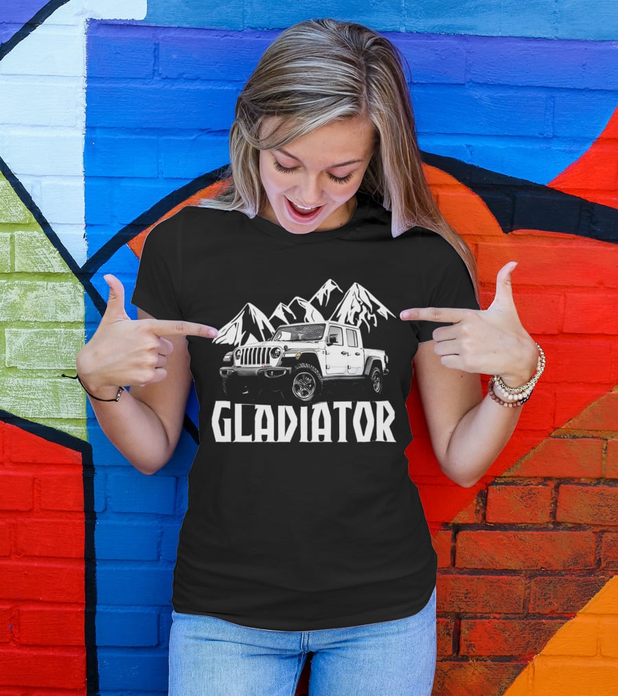 Gladiator Jeep With Mountain Background T-Shirt