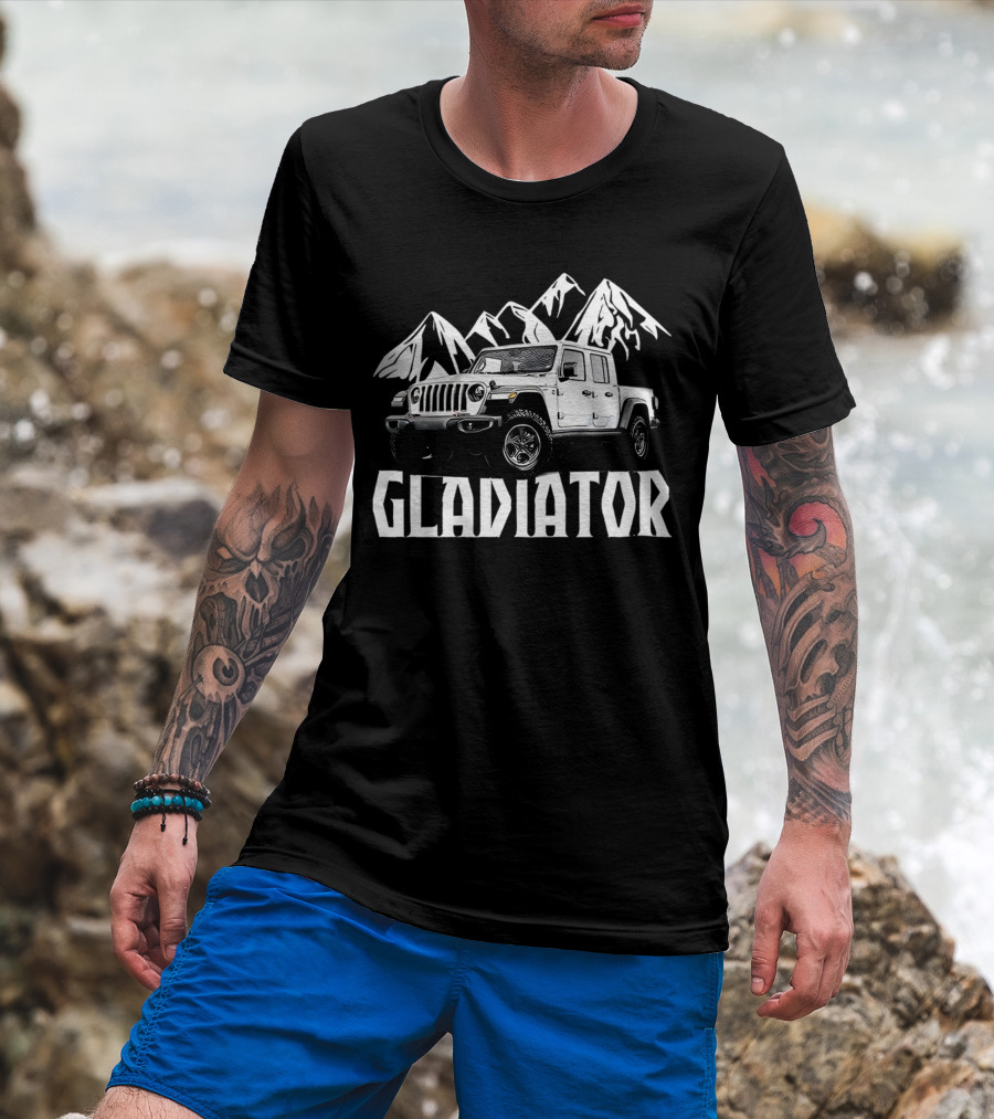 Gladiator Jeep With Mountain Background T-Shirt
