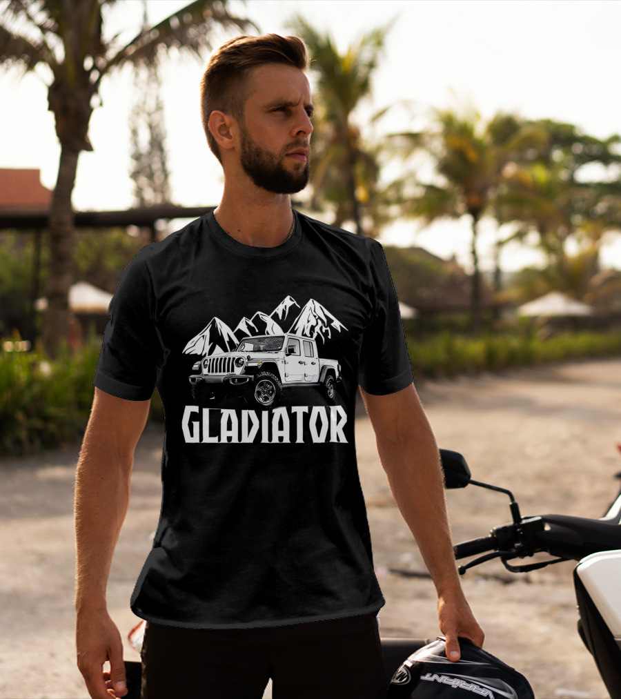 Gladiator Jeep With Mountain Background T-Shirt