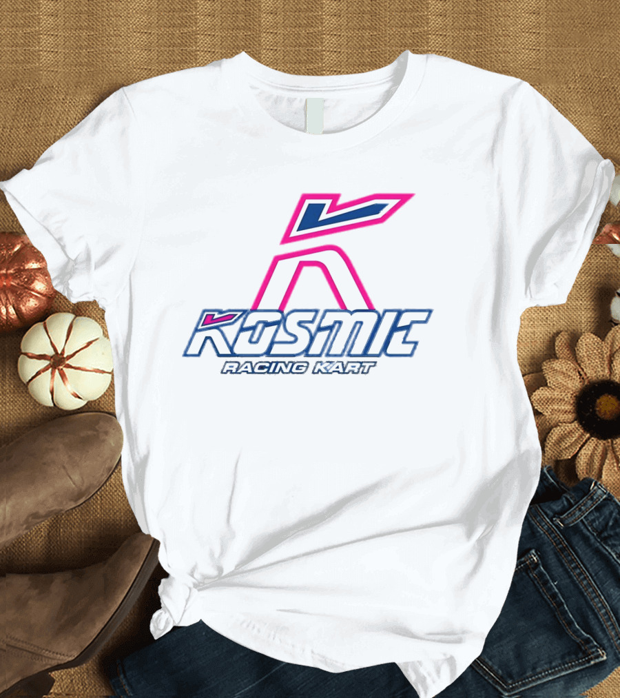 Kosmic Racing Kart K Logo Blue And Pink T-Shirt