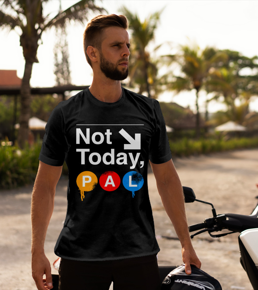 Not Today PAL Text With Colorful Circle Icons And Arrow T-Shirt
