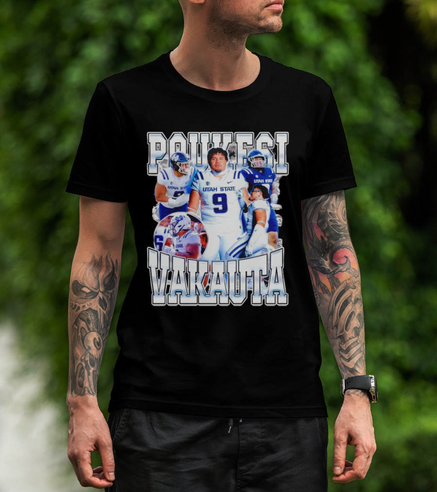 Poukesi Vakauta Utah State Aggies Football Player Number 9 T-Shirt