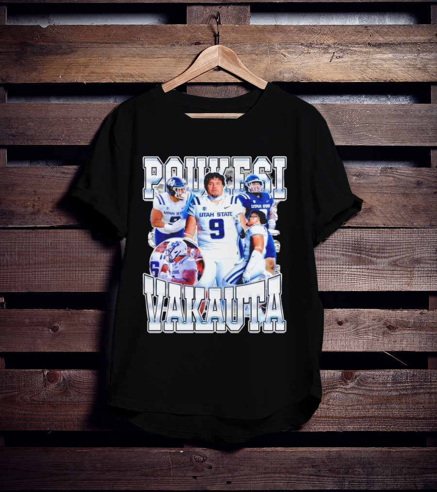 Poukesi Vakauta Utah State Aggies Football Player Number 9 T-Shirt