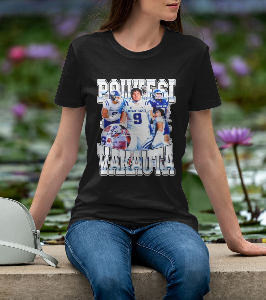 Poukesi Vakauta Utah State Aggies Football Player Number 9 T-Shirt