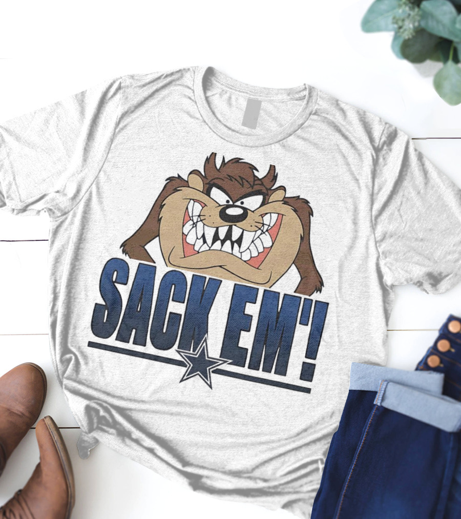 Looney Tunes Taz Sack 'Em Dallas Cowboys T-Shirt
