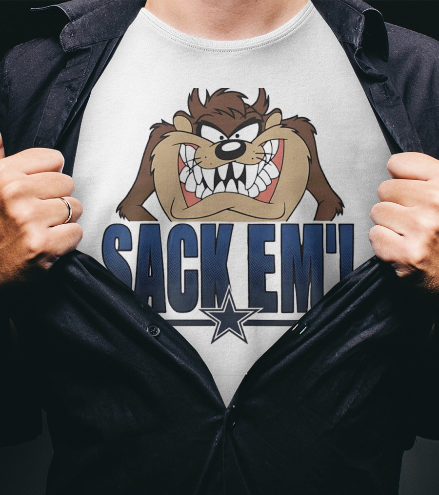 Looney Tunes Taz Sack 'Em Dallas Cowboys T-Shirt