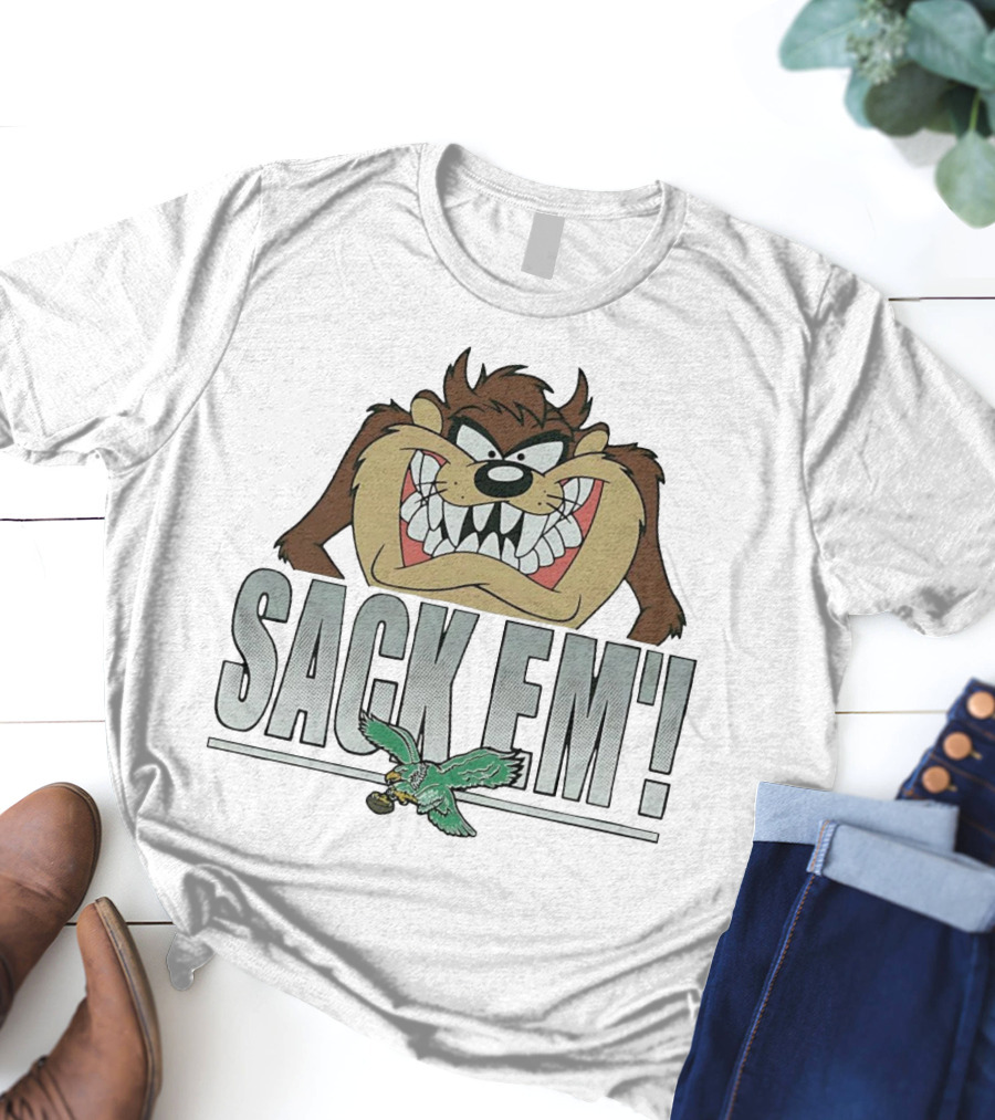 Looney Tunes Taz Sack Em Philadelphia Eagles T-Shirt
