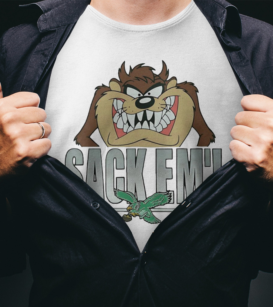 Looney Tunes Taz Sack Em Philadelphia Eagles T-Shirt