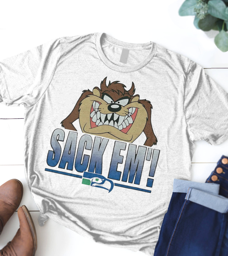 Looney Tunes Taz Sack Em Seattle Seahawks T-Shirt