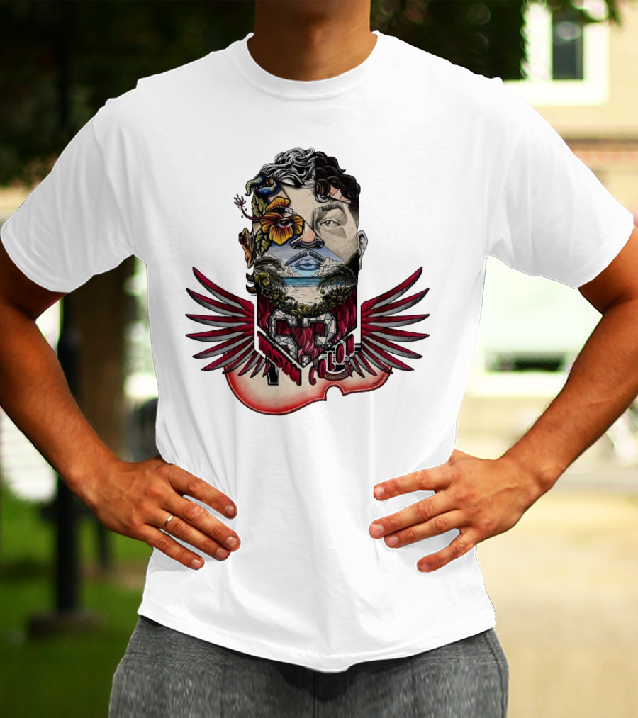 Trystan Colon Arizona Cardinals Herencia Latina Artful Portrait With Floral And Wing Elements T-Shirt