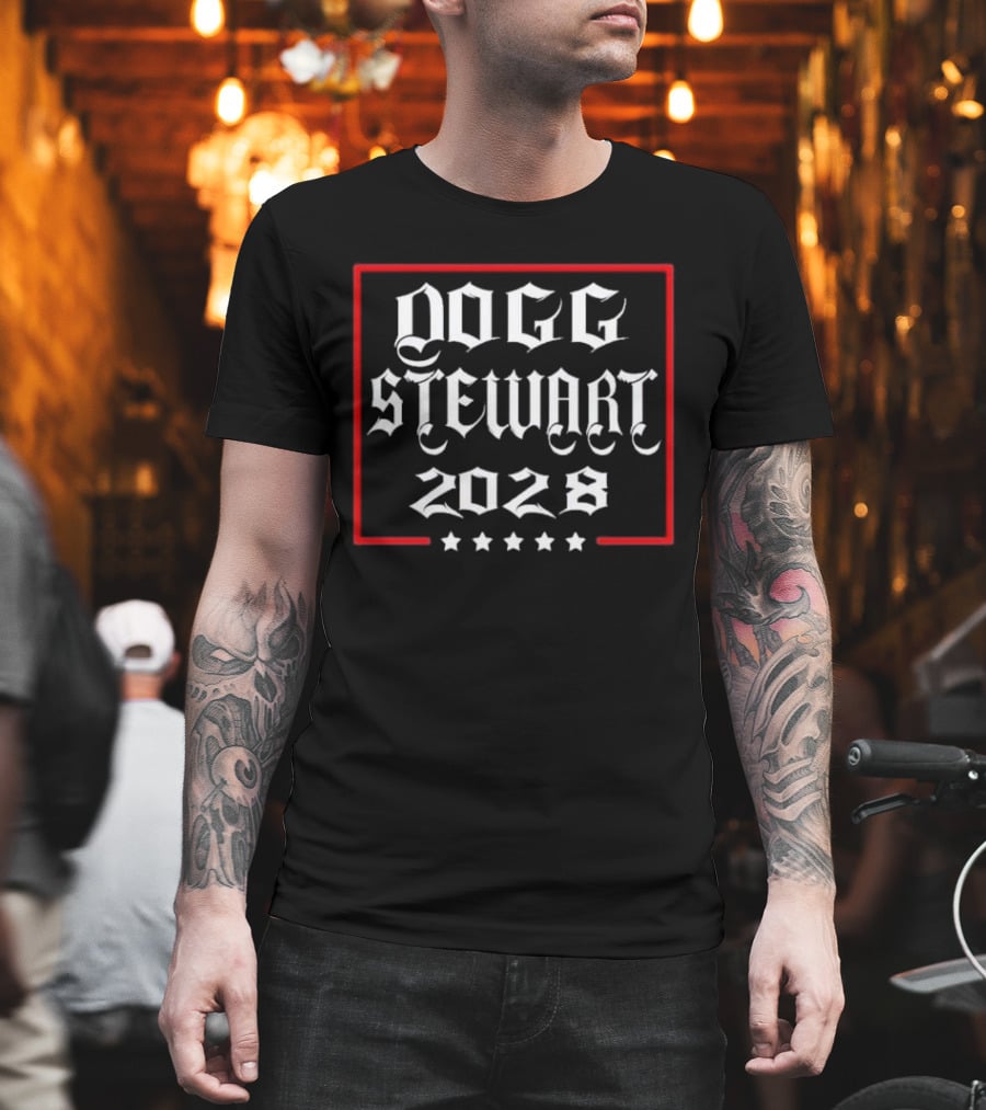 Dogg Stewart 2028 Campaign Theme With Stars And Red Border T-Shirt