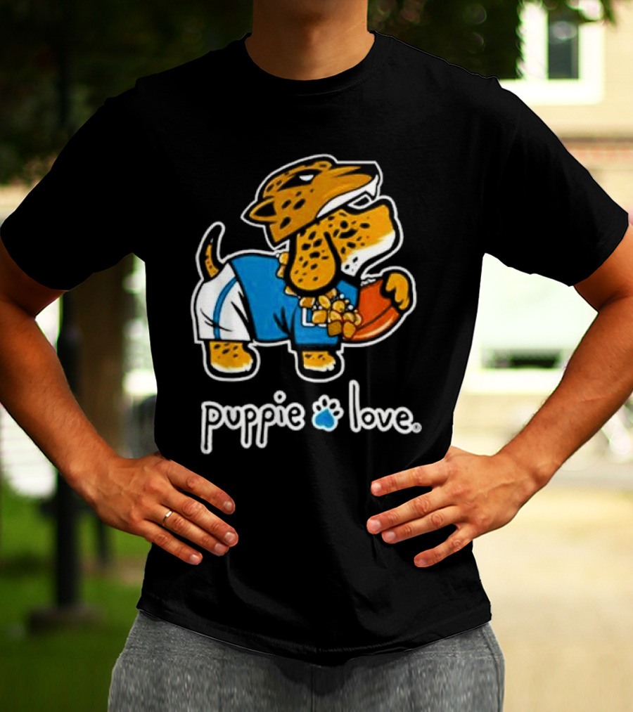 Jacksonville Jaguars Puppie Love Mascot Pup Football Fan T-Shirt