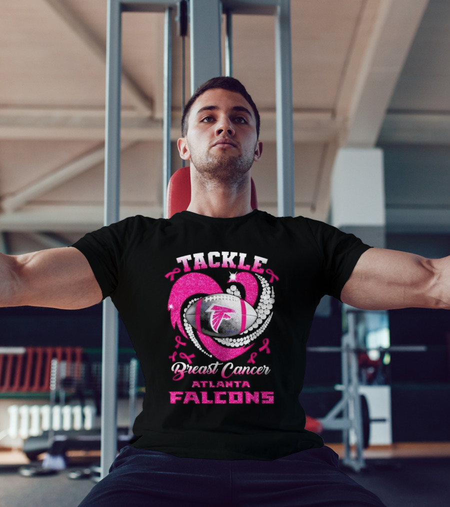 Tackle Breast Cancer Atlanta Falcons Pink Ribbon Football T-Shirt