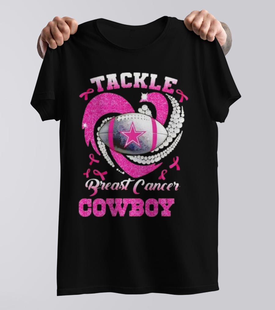 Tackle Breast Cancer Cowboy Football Pink Awareness T-Shirt