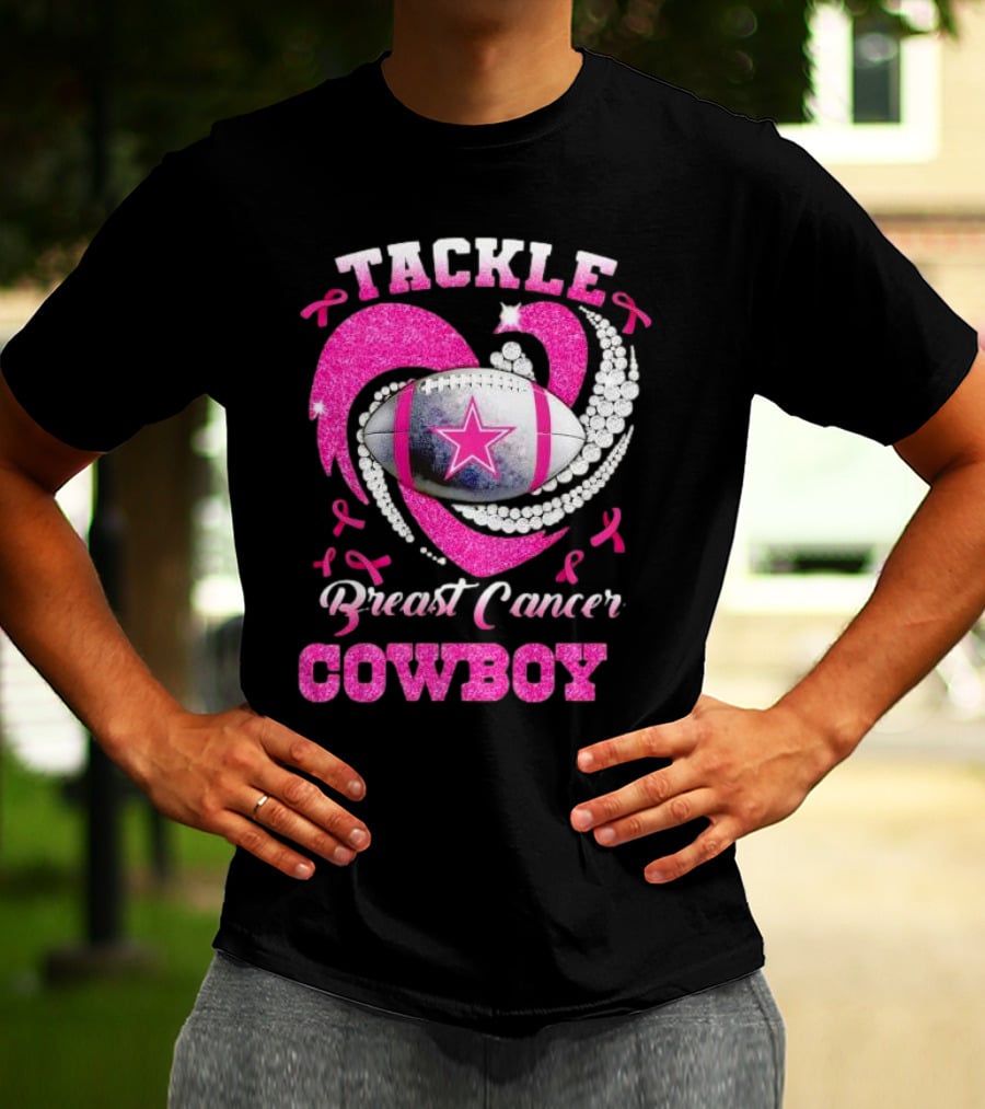 Tackle Breast Cancer Cowboy Football Pink Awareness T-Shirt