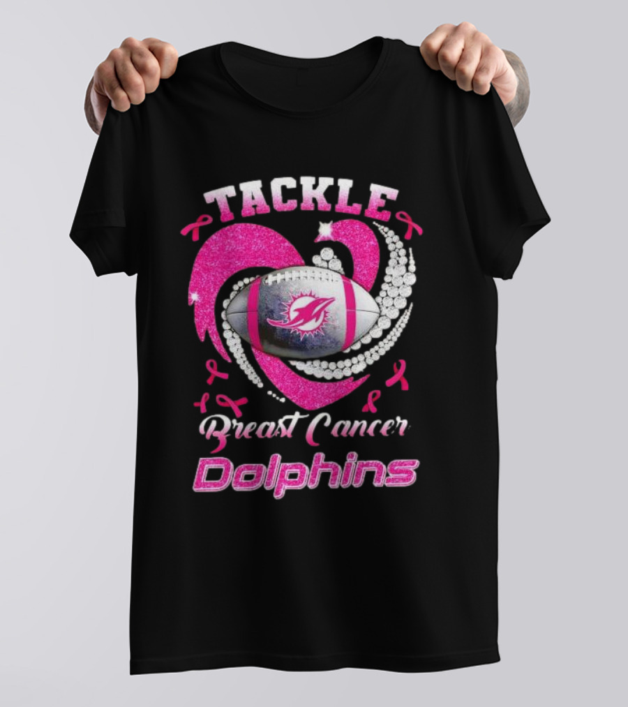 Tackle Breast Cancer Dolphins Football Awareness T-Shirt