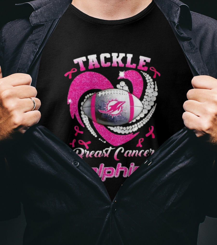 Tackle Breast Cancer Dolphins Football Awareness T-Shirt