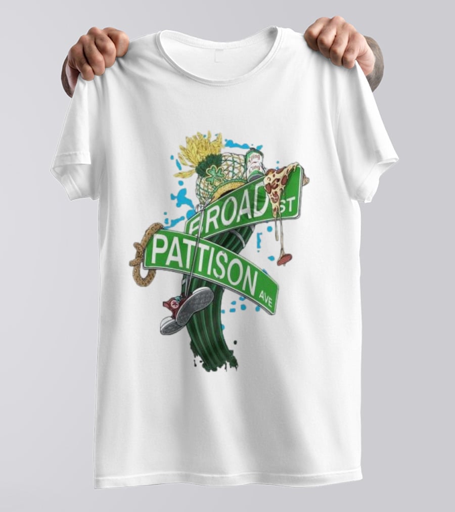 Broad And Pattison Ave Philly Sports With Icons Of Philadelphia Sports And Culture T-Shirt