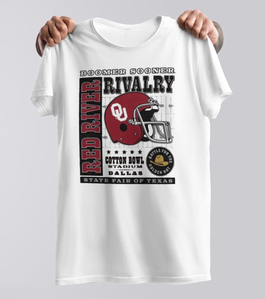 Boomer Sooner Red River Rivalry Cotton Bowl State Fair Of Texas Battle For The Golden Hat T-Shirt