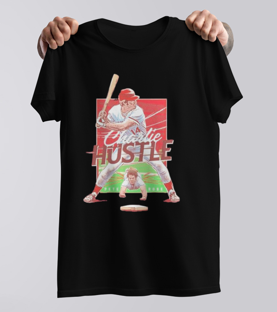 Charlie Hustle Pete Rose Cincinnati Reds Cartoon Player T-Shirt