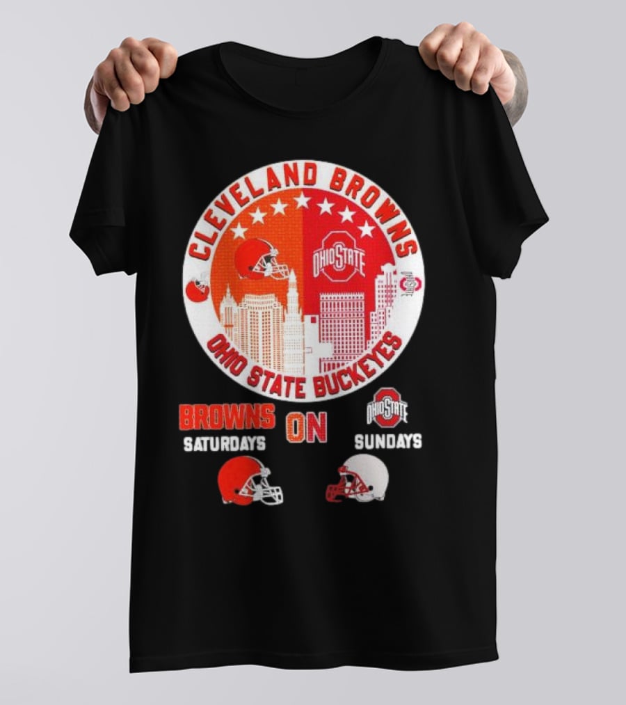 Cleveland Browns Ohio State Buckeyes Saturdays Sundays Circle City T-Shirt