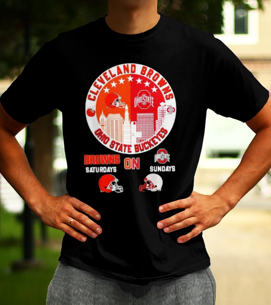 Cleveland Browns Ohio State Buckeyes Saturdays Sundays Circle City T-Shirt