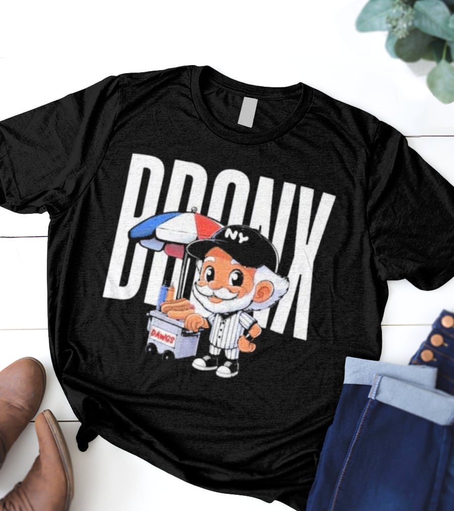 BRONX NY Dawgs Baseball Character Hot Dog Cart T-Shirt