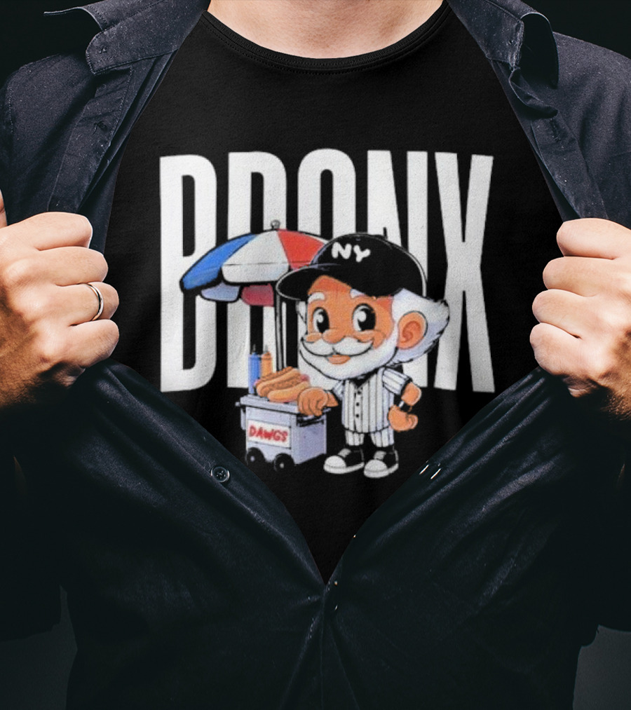 BRONX NY Dawgs Baseball Character Hot Dog Cart T-Shirt