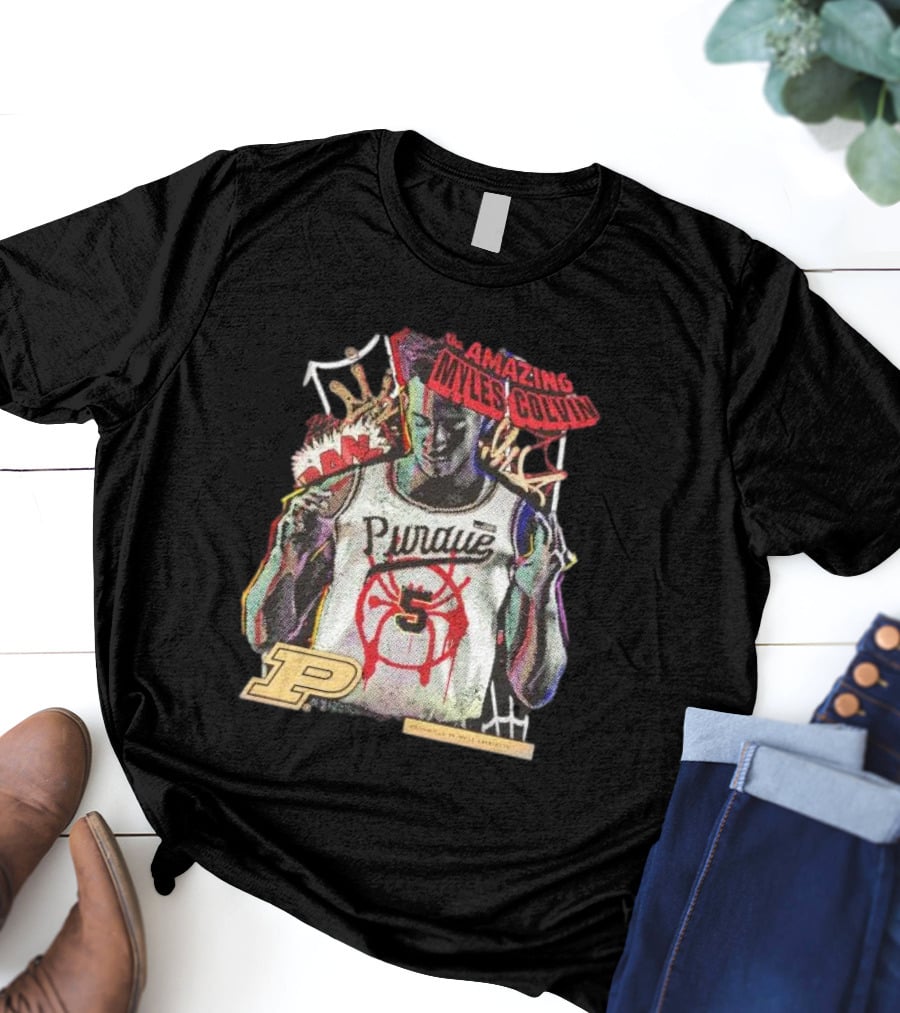 The Amazing Myles Colvin Purdue Boilermakers Spider-Man Mashup T-Shirt