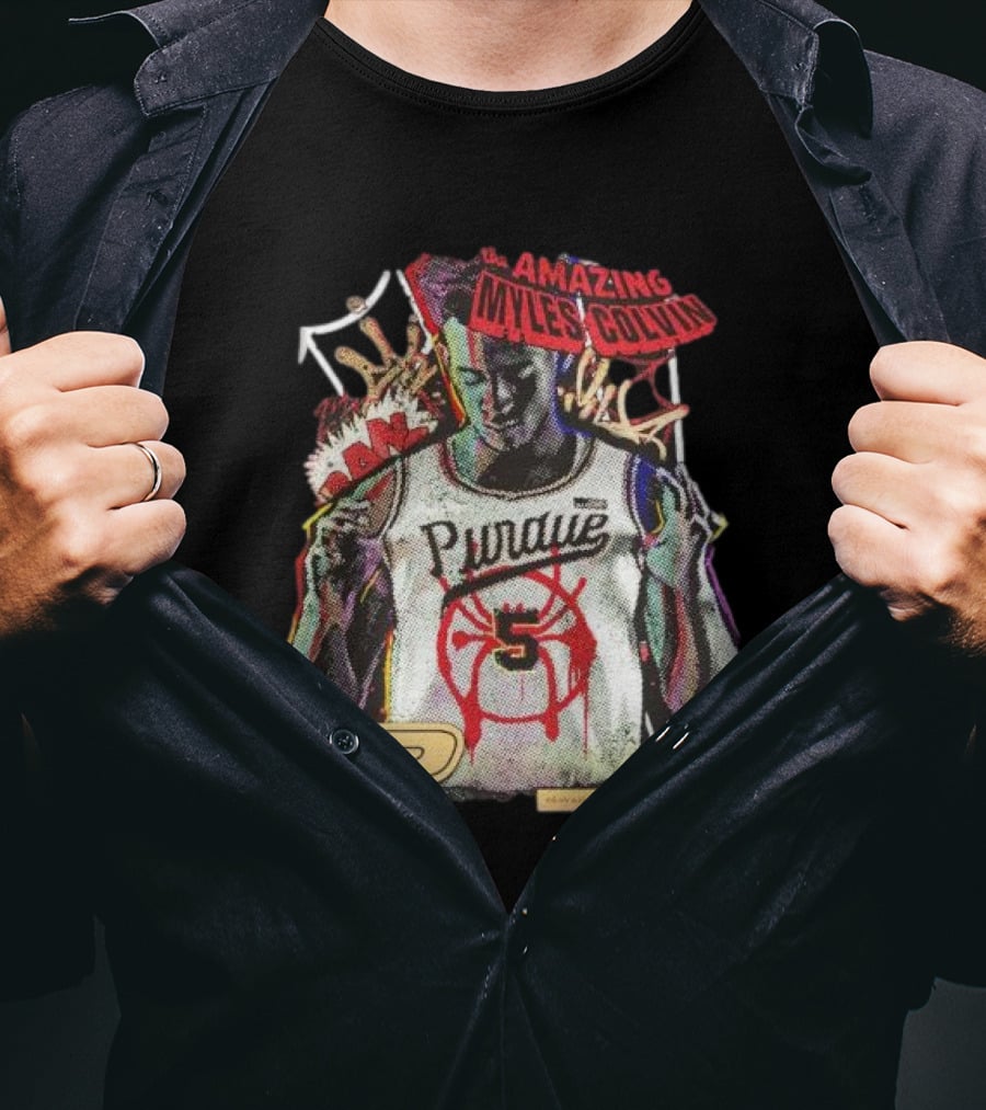 The Amazing Myles Colvin Purdue Boilermakers Spider-Man Mashup T-Shirt