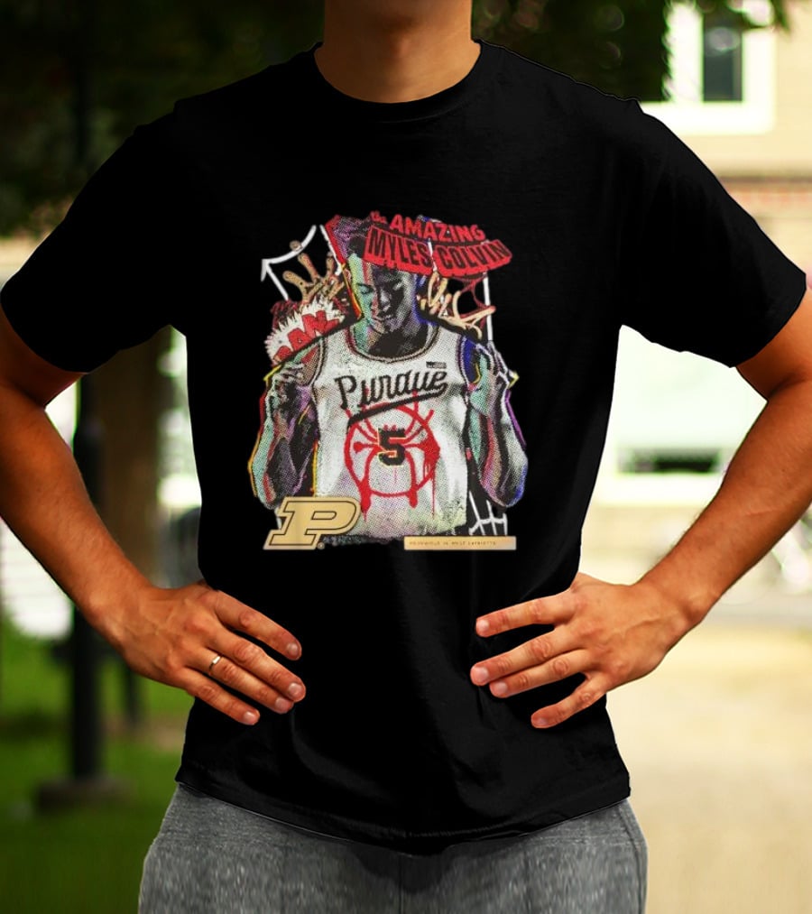 The Amazing Myles Colvin Purdue Boilermakers Spider-Man Mashup T-Shirt