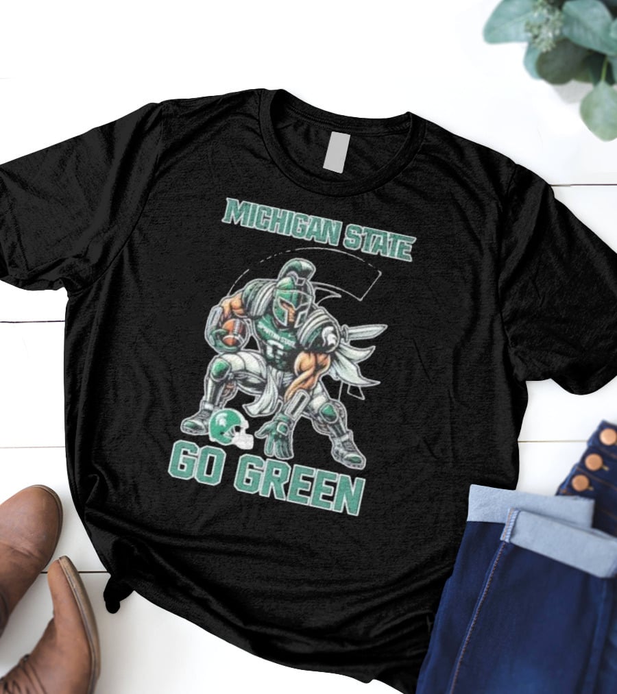 Michigan State Spartans Go Green Football Mascot T-Shirt