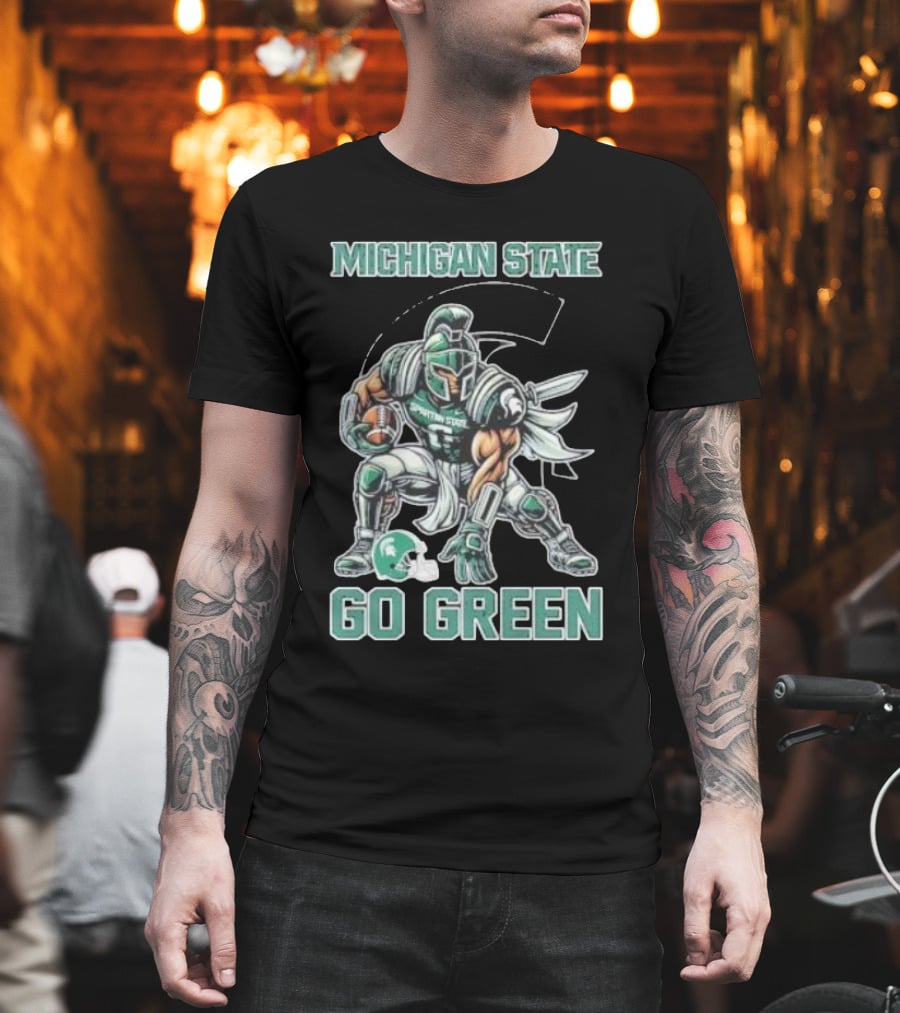 Michigan State Spartans Go Green Football Mascot T-Shirt