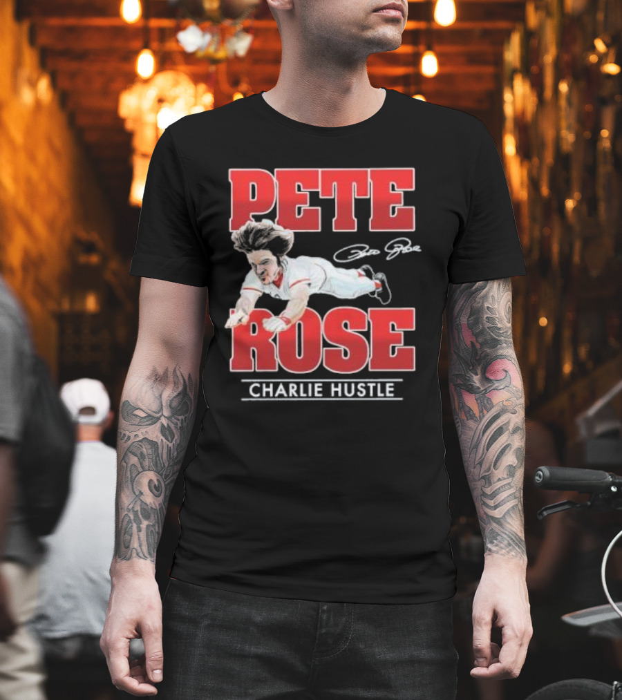 Pete Rose Charlie Hustle Diving Player T-Shirt