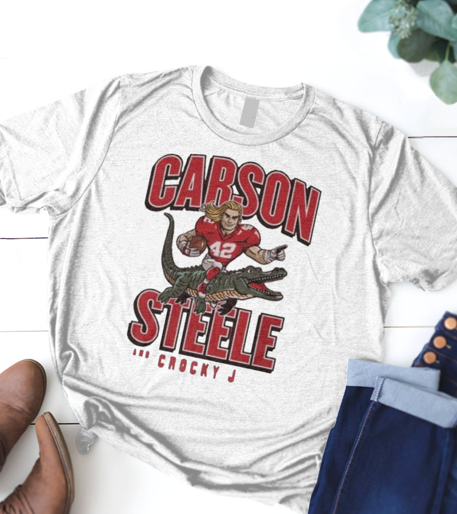 Carson Steele Riding Crocky J Football Kansas City Chiefs T-Shirt